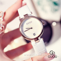 GUOU Waterproof Women Watches Small Disc Dial Leather Female Watch Luxury Simple Quartz Ladies Watches Wristwatch with Auto Date